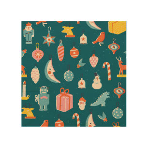 Christmas Elements Winter Holiday Set Wood Wall Art