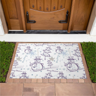 Christmas Elements Winter Snowman Sketch Doormat