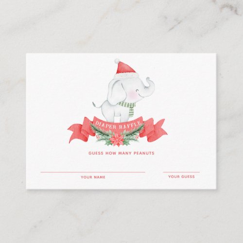 Christmas Elephant  Baby Shower Guessing Game Enclosure Card