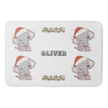 Christmas Elephant Bathroom Mat