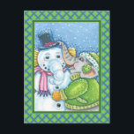 CHRISTMAS ELEPHANT BUILDING CUTE PACHYDERM SNOWMAN POSTCARD<br><div class="desc">SEND SMILES AND GOOD WISHES WITH A CHEERFUL SNOW ELEPHANT POSTCARD * Customize ... ..Look For Matching Items Susan Brack Designs</div>