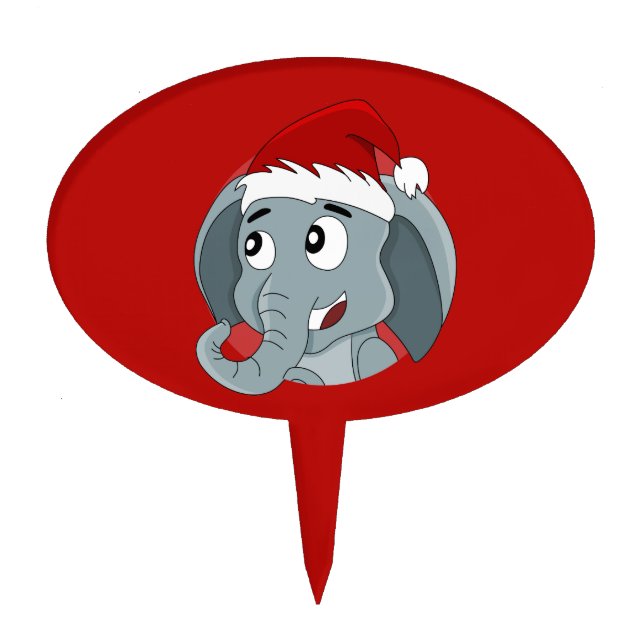 Christmas elephant cartoon cake topper (Front)