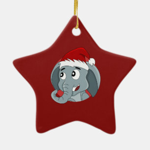 Christmas elephant cartoon ceramic ornament
