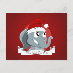 Christmas elephant cartoon holiday postcard