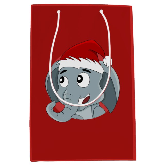 Christmas elephant cartoon medium gift bag (Front)