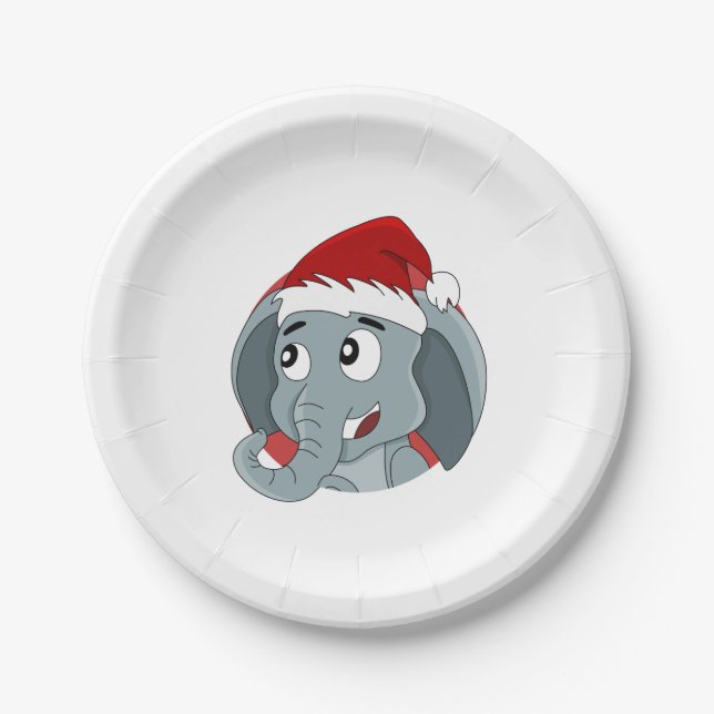 Christmas elephant cartoon paper plates (Front)