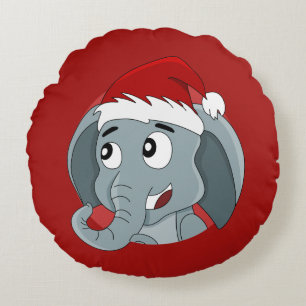 Christmas elephant cartoon round pillow