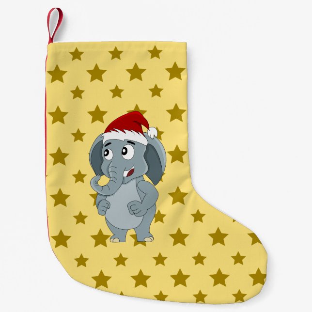Christmas elephant cartoon small christmas stocking (Front)