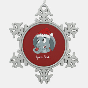 Christmas elephant cartoon snowflake pewter christ ornament