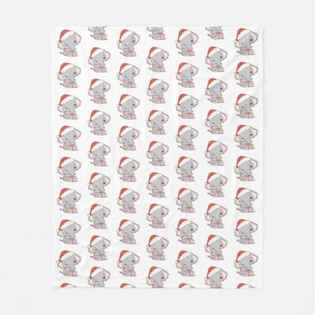 Christmas Elephant Fleece Blanket (Front)