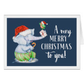Christmas Elephant Greeting Card (Front Horizontal)
