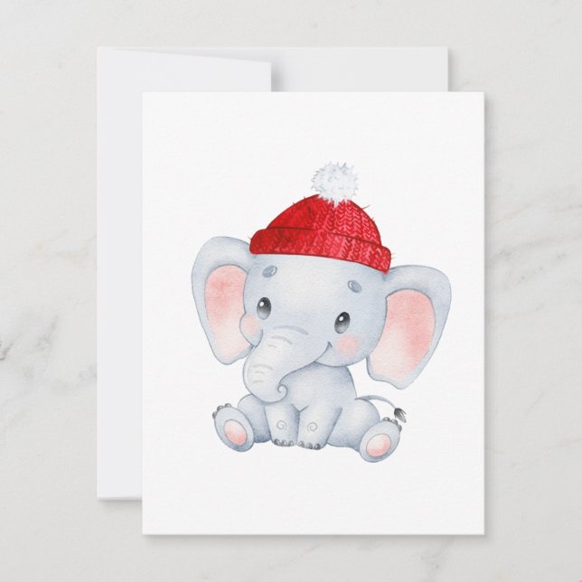 Christmas Elephant Holiday Card (Front)