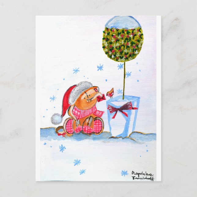 Christmas Elephant Holiday Postcard (Front)