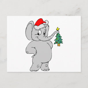 Christmas Elephant Holiday Postcard