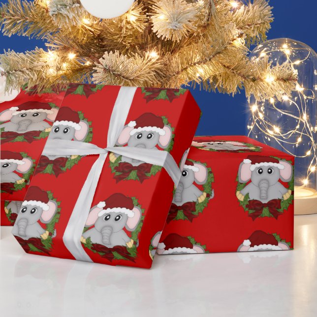 Christmas Elephant Holiday wrapping paper (Holidays)