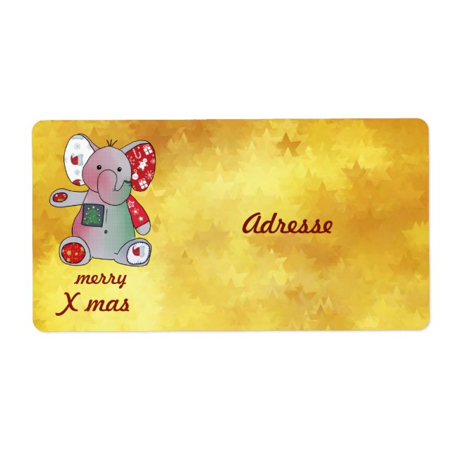 Christmas elephant label (Front)