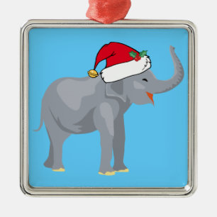 Christmas Elephant Metal Ornament