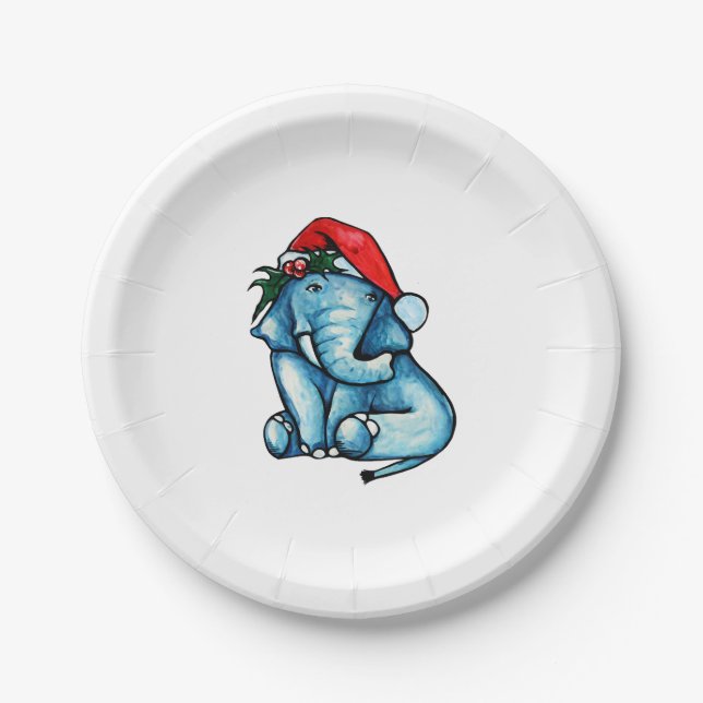 Christmas Elephant  Paper Plates (Front)