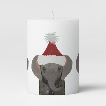 Christmas Elephant Pillar Candle by Greyszoo at Zazzle