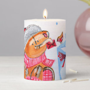 Christmas Elephant Pillar Candle