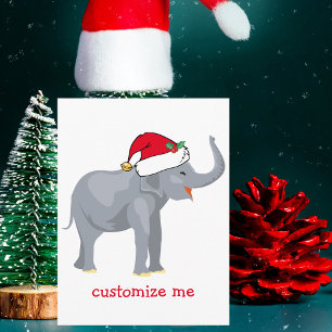 Christmas Elephant Santa Cute Holiday Postcard