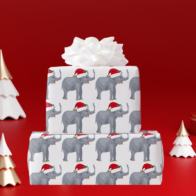 Christmas Elephant Santa Cute Wrapping Paper (Creator Uploaded)