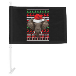 Christmas Elephant Santa Hat Cute Animal Ugly Xmas Car Flag