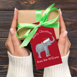 Christmas Elephant Santa Hat Cute Red Custom From Gift Tags<br><div class="desc">Cute holiday animals are my favorite part of Christmas. A beautiful elephant wearing a red Santa hat and looking happy. This personalized gift tag fills me with the Christmas spirit.</div>
