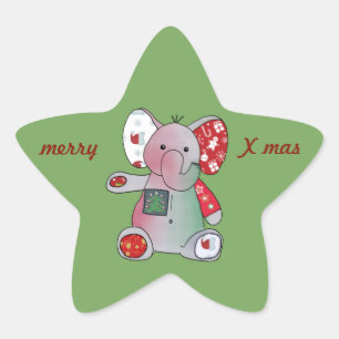 Christmas elephant star sticker