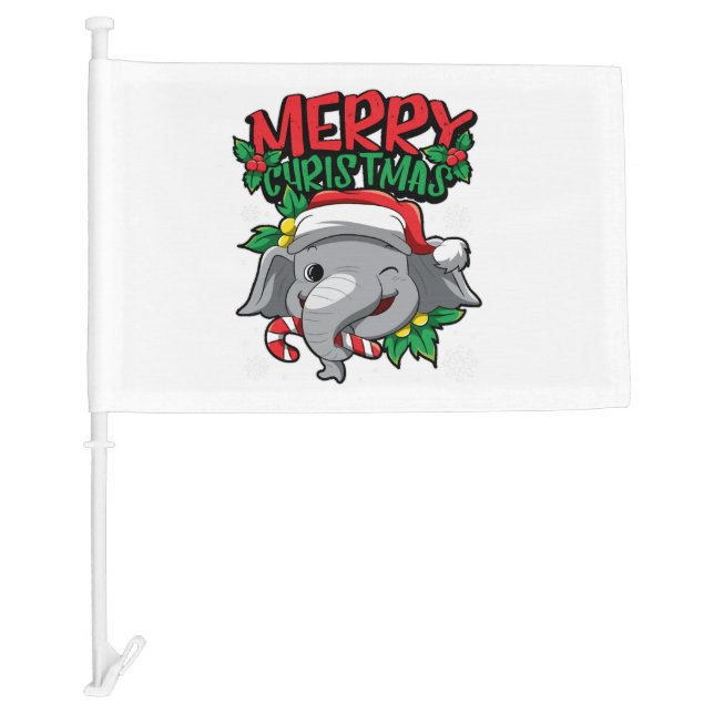 Christmas Elephant - Sweet Christmas Animals Car Flag (Front)
