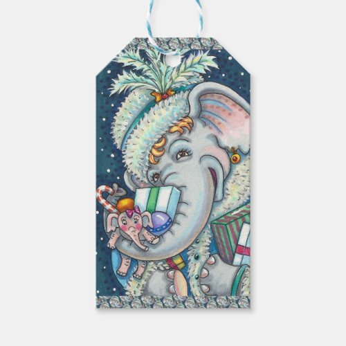 CHRISTMAS ELEPHANT TRUNKFUL OF GIFTS  GOOD CHEER GIFT TAGS