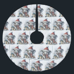 Christmas Elephant With Gifts Brushed Polyester Tree Skirt<br><div class="desc">A cute elephant sits wearing a cozy knit hat and striped scarf,  surrounded by gift boxes and snowy branches</div>