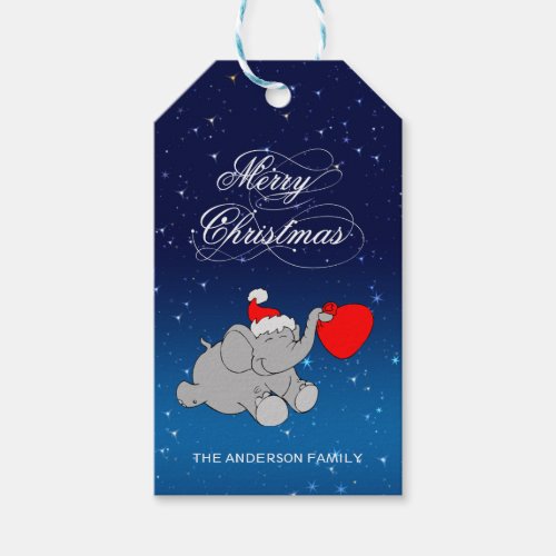 Christmas Elephant With Gifts Gift Tags