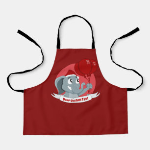 Christmas elephant with red balloons apron