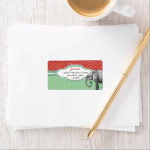 Christmas Elephant Zig Zag Pattern Return Address Label