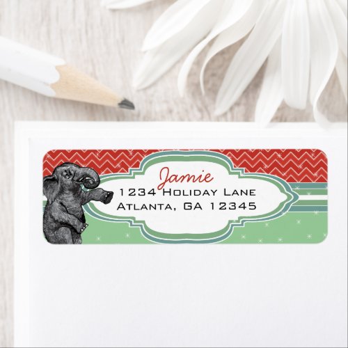 Christmas Elephant Zig Zag Pattern Return Address Label