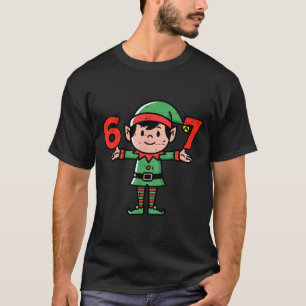 Christmas Elf 67 Cute Xmas 6 7 Meme Gen Alpha Boys T-Shirt