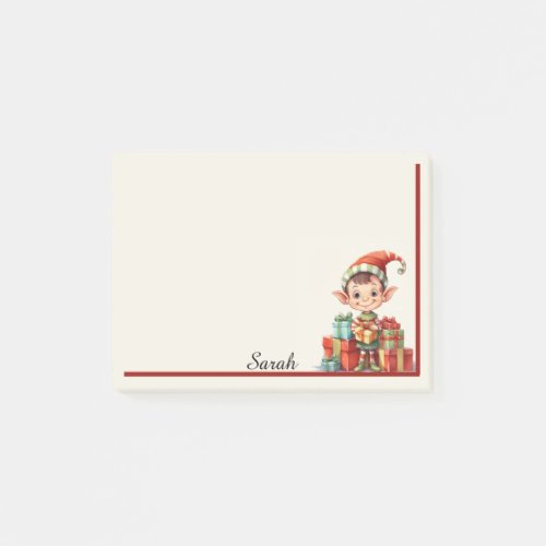 Christmas Elf Add Recipients Name Office Gift Post_it Notes