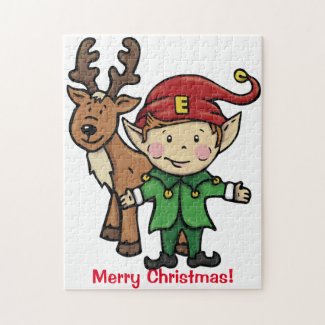 Christmas Elf and Reindeer Puzzle for Kids