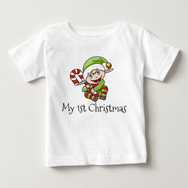 Christmas Elf Baby's My First Christmas Baby T-Shirt (Front)