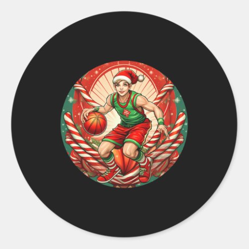 Christmas Elf Basketball  Classic Round Sticker