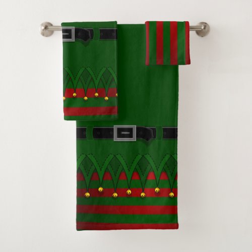 Christmas Elf Bath Towel Sets Holiday Elf Towels