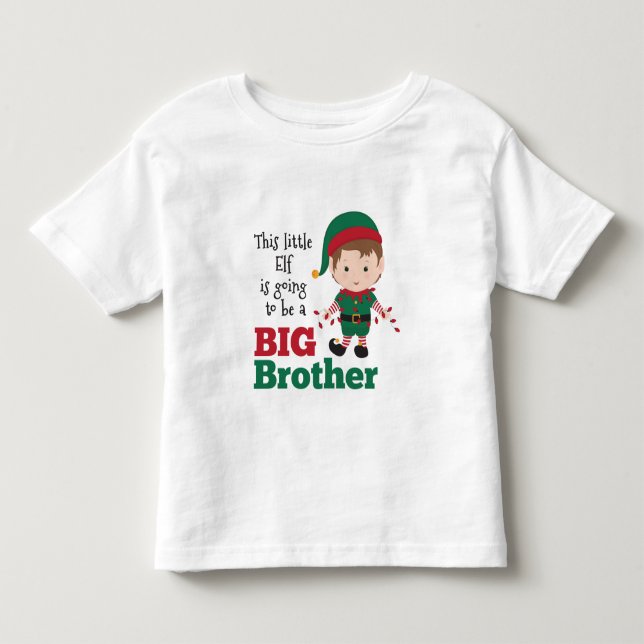 Christmas Elf Big Brother Announcement Toddler T-shirt (Front)