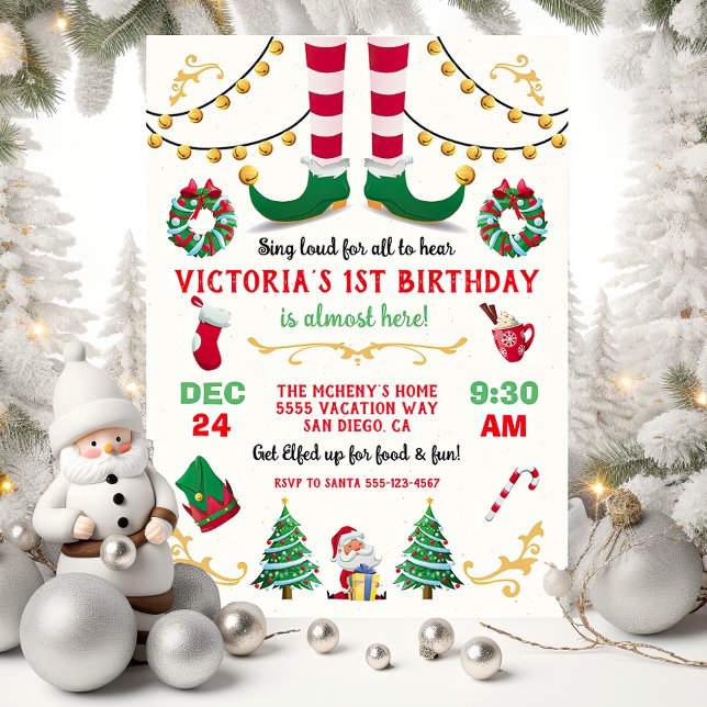 Christmas Elf Birthday Party Invitation (Creator Uploaded)