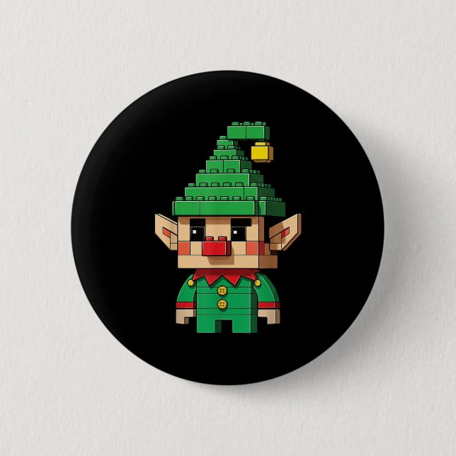 Christmas Elf Block Building Builder Brick Master  Button (Front)