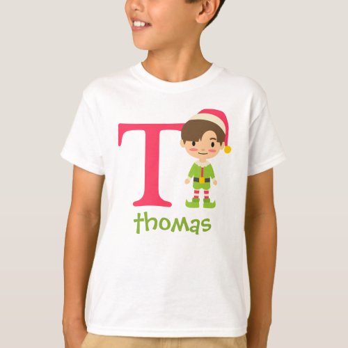 Christmas Elf Boy Personalized T_Shirt