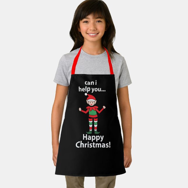 Christmas Elf Can I Help You Happy Christmas Elf  Apron (Insitu)