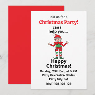 Christmas Elf Can I Help You Happy Christmas Elf Invitation