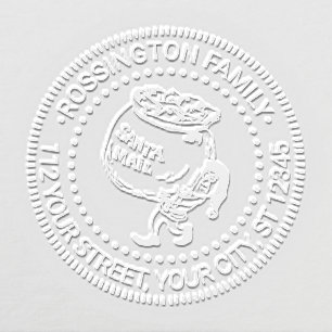 Christmas Elf Carrying Santa Mail Name Address Embosser