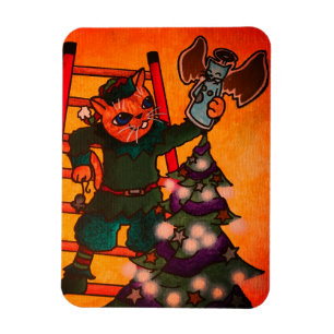 Christmas Elf Cat Magnet